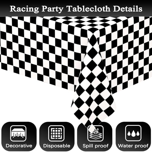 Image of 4 Pack Black and White Gingham Tablecloth Rectangular Buffalo Checkered Tablecloths Disposable Plastic Plaid Table Cover for Parties, Outdoor Picnic, Birthday, Wedding, Camping 54 x 108 Inch