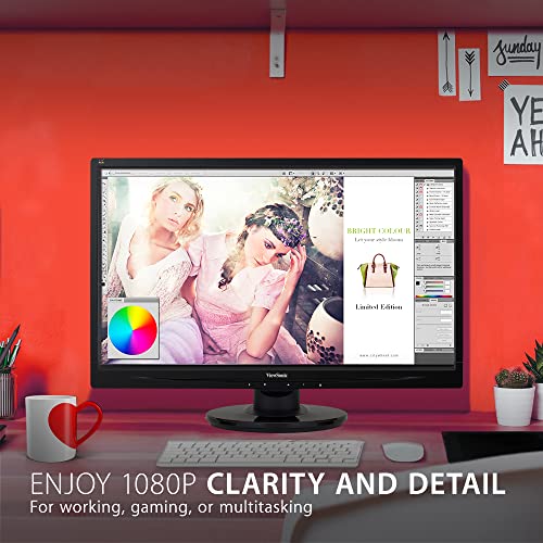 Image of ViewSonic VA2246MH-LED 22 Inch Full HD 1080p LED Monitor with HDMI and VGA Inputs for Home and Office, Black
