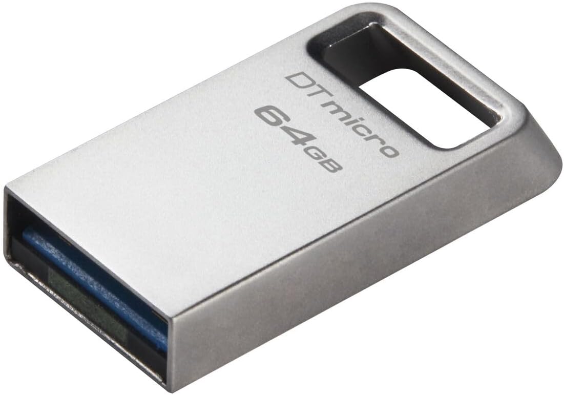 Kingston DataTraveler Micro 64GB USB Flash Drive | Ultra-Small Premium Metal Design | USB 3.2 Gen 1 | Speeds up to 200MB/s | DTMC3G2/64GB