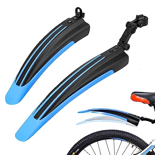 Kugooyi Fahrrad Schutzblech Set, Mountainbike Zubehör Spritzschutz Tragbar Verstellbar Verdicken Vorne Hinten Kotflügel Zum für MTB Rennrad Citybike 20-26 Zoll Räder (Blau)