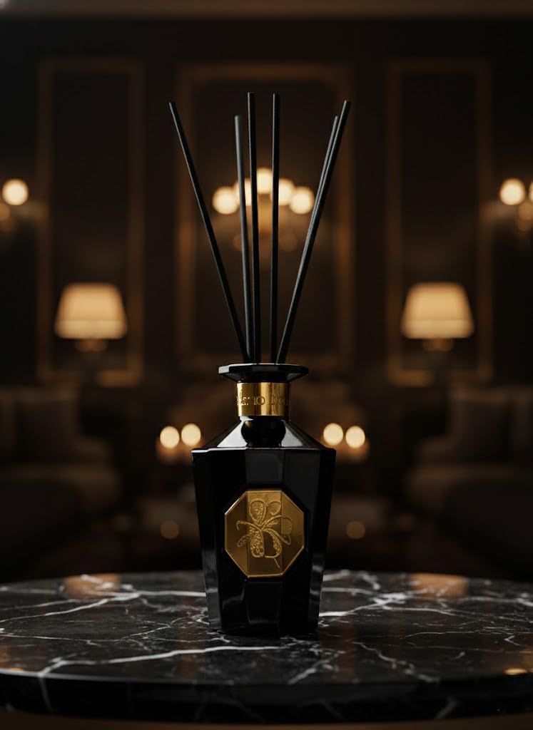 VANGIE Luxury Reed Diffuser for Home – Black Forest Fragrance | Warm Woody Home Scent | Elegant Glass Bottle with Rattan Reeds | Long-Lasting Home Fragrance | Decorative Gift for Living Room Bedroom