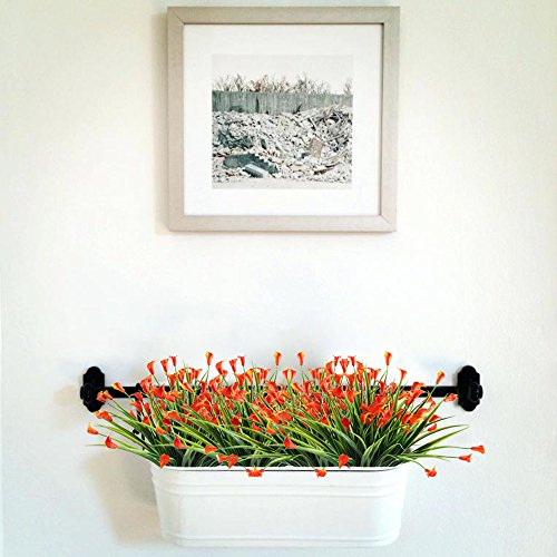Nahuaa Fake Plants, 4Pcs Artificial Calla Lily Flowers Greenery Bush Faux Plastic Wheat Grass Shrubs Table Centerpieces Arrangements Home Kitchen Office Indoor Outdoor Spring Decorations Orange #TOP4