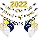 Navy Blue Gold 2022 Graduation Party Decorations, We are So Proud of You Congrats Grad Graduation Banner 2022 Foil Balloons Graduation Cap Diploma Star Garland for Congratulations Grad Party Supplies