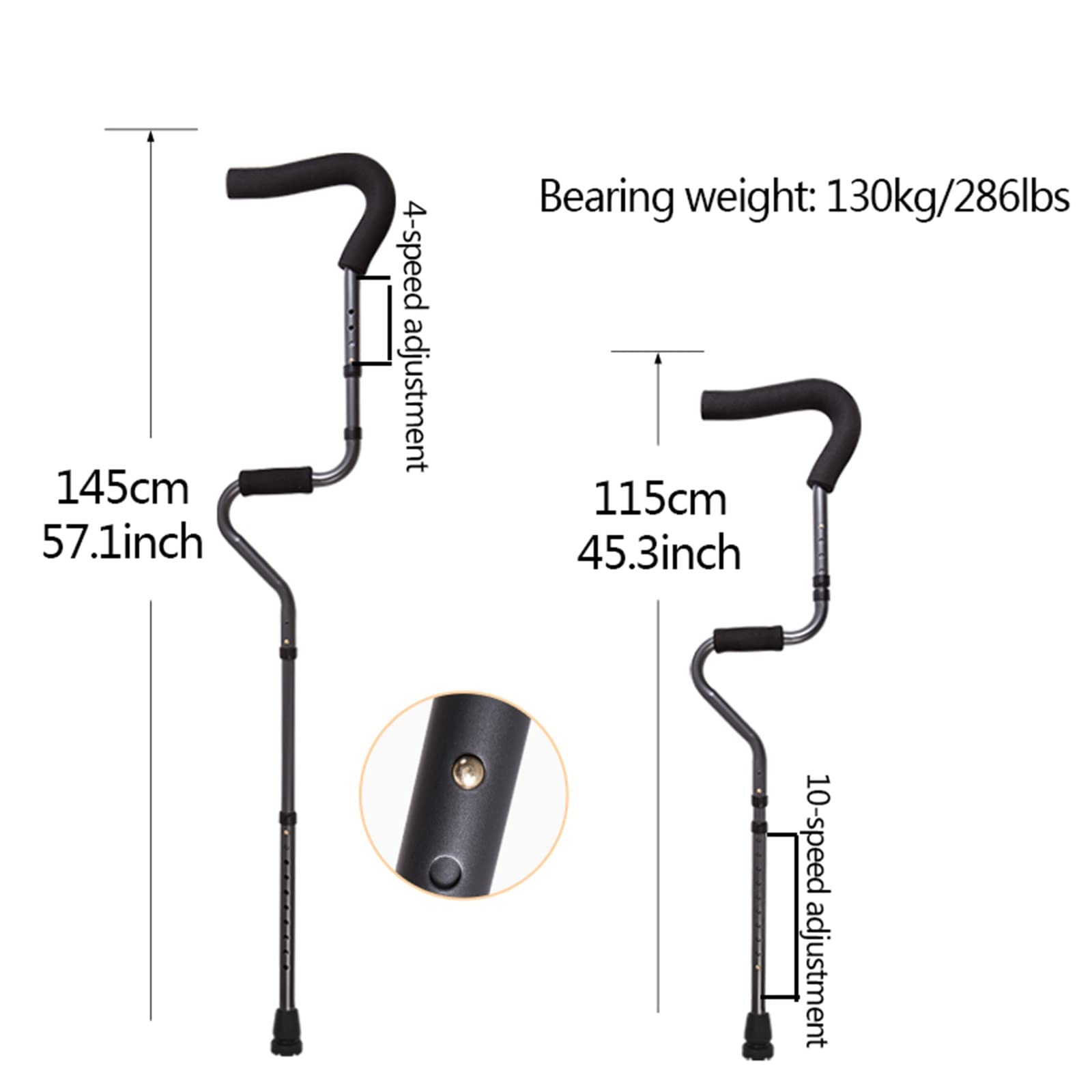 Stampelle Pieghevoli per Adulti da Viaggio, stampelle ergonomiche ascellari, stampelle in Alluminio Leggero Regolabili (1 Paio)