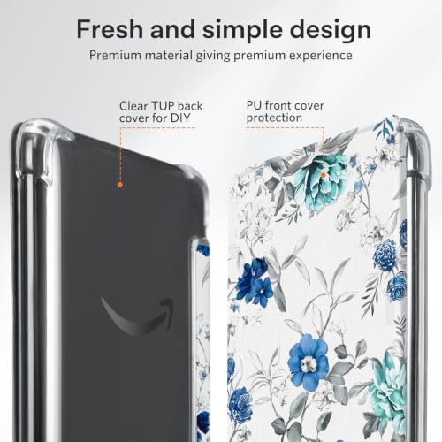 Image of CoBak Case for 6 Inch e-Reader, Ultra Clear Soft Flexible TPU Back Cover Light Shell, with Auto Wake /Sleep, not Compatible Kobo Claro, Floral Harmony