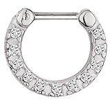 Forbidden Body Jewelry 16g Surgical Steel Pave Lined CZ Crystal Hanger Septum Clicker Hoop