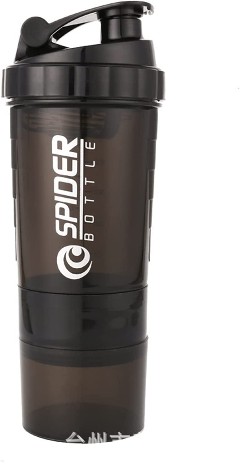 Wasserflasche für Sport Proteinpulver-Shake-Flasche Fitness-Studio-Trinkflasche Mehrfarbige Kunststoff-Wassermisch-Shaker-Wasserflasche Nachhaltige Wasserflasche (Blue : A White, Size : 500ml)