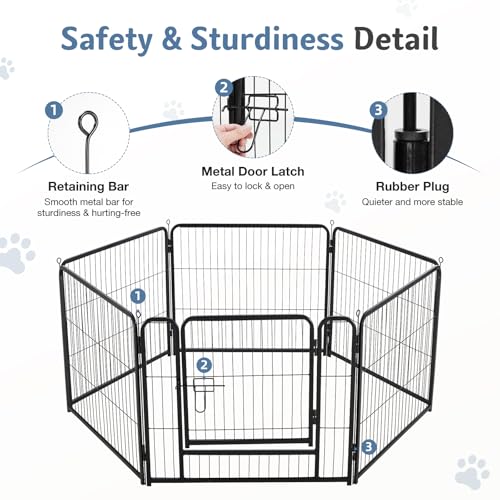Image of DUMOS Dog Playpen 32 Inch 6 Panels Indoor Outdoor Metal Pet Fence