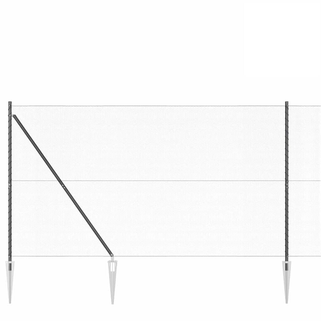 Grey Steel PVC Fence Post 250x1.6m 13mm Mesh Garden Security Barrier Weather Resistant Corrosion Proof Outdoor Enclosure Panels 26 Spikes