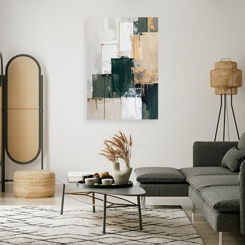 Tableau abstraction vert gris Feeby 20x30 cm pour décoration salon