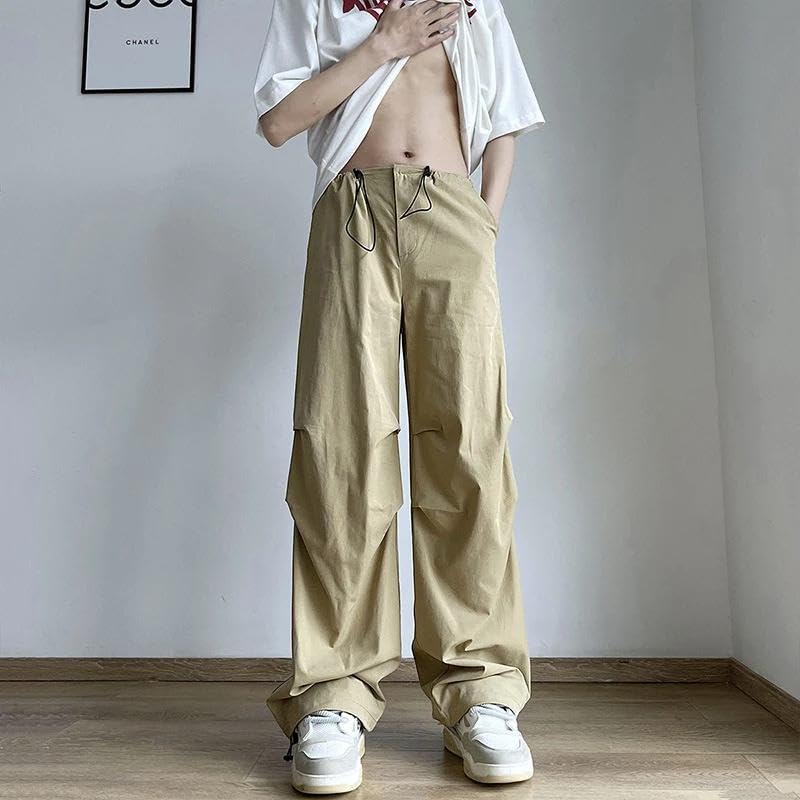 Xingfenly Parachute Pants Men Japanese Wide Leg Trousers Male Summer Loose Casual Quick Drying Streetwear Pleated3