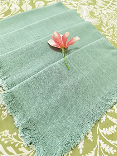 Flcsied Handmade Cloth Napkins 100% Cotton Napkins With Fringe, Set Of 4, 17.7 X 17.7 Inch Cotton Napkins Reusable Napkins Cloth Washable Table Napkins For Wedding Party (Sage Green) #TOP3