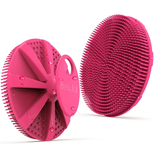 Image of Silicone Body Scrubber Shower Bath Brush, More Hygienic Than Traditional Loofah, Lather Nicely, Long Lasting, Gentle Exfoliating for Women Men Baby Sensitive Skin, 1 Pack, Rose