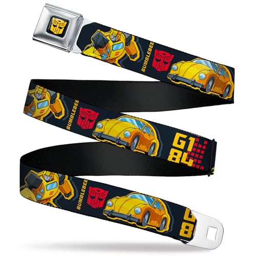 Hasbro Belt, Seatbelt Buckle Belt, Transformers Generations Bumblebee G1 84 Poses Autobot Icon, Youth 20 to 36 Inches
