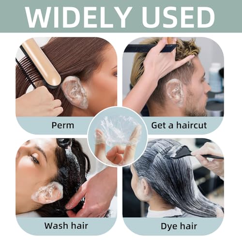 100 Stück Einweg Ohrenschützer Wasserdichte, Dusche Ohr Abdeckung, Transparente Ohrbedeckungen mit Elastischen Bändern für Haarfärbemittel, Dusche, Baden, Bad, Spa, Friseursalon, Zuhause und Hotel