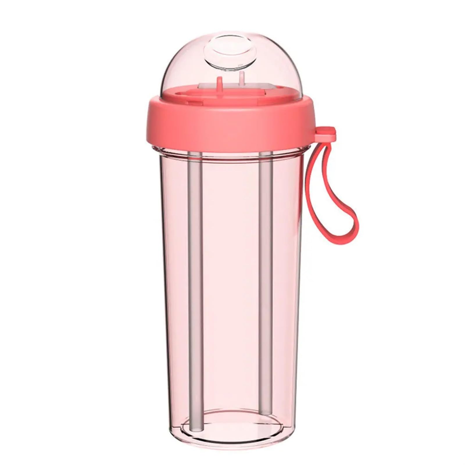 Gourde double paille anti-mélange 600ml pour boissons et fitness plein air