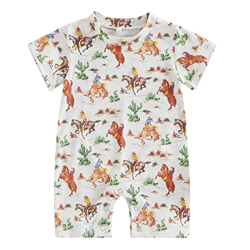 Image of Toddler Baby Boy Girls Farm Clothes Western Farm Animals Chicken/Cow Print Romper Newborn Jumpsuit Country Stuff