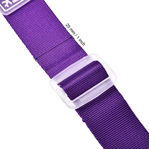 Image of uxcell Add a Bag Luggage Strap, Adjustable Suitcase Connect Belt with Buckle, Nylon Travel Packing Accessory 300x25mm, Purple