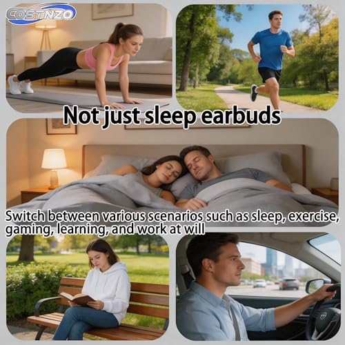Image of Sleep Earbuds for Side Sleepers - Sleep Headphones with Sleep Mode, Non-in Ear Design for Pain-Free All Night Comfort (Black)