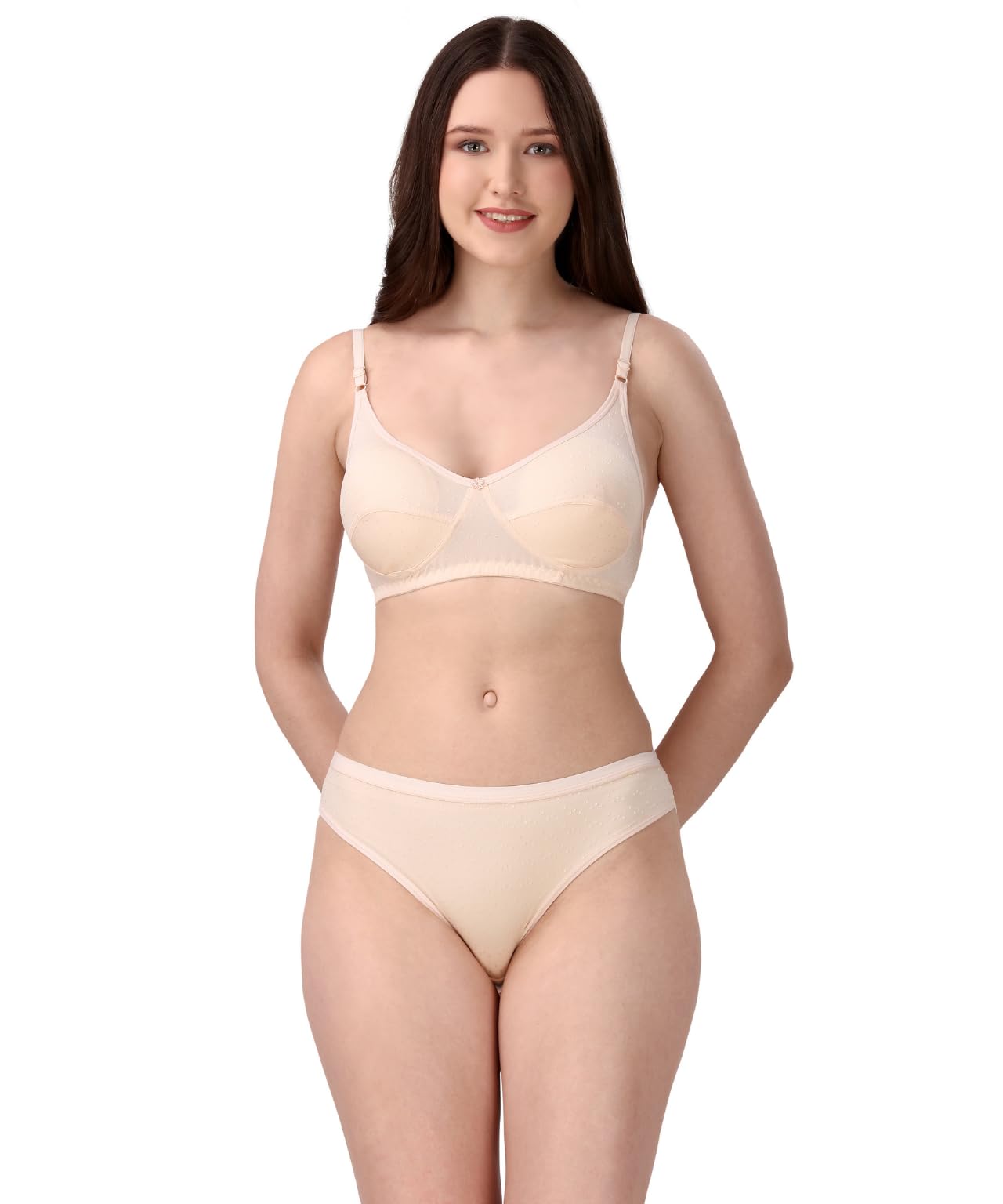 fashionez Women’s Non-Padded Wire-Free Bra & Panty Set | Soft Cotton Blend Innerwear Lingerie for Everyday Comfort, Full Coverage, Adjustable Straps-picture-34