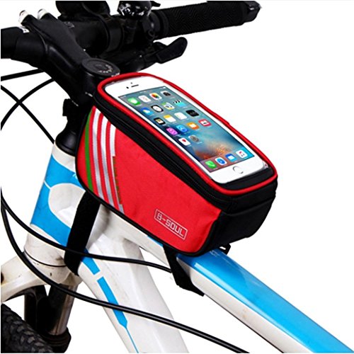 Gusspower Fahrrad Rahmentaschen Wasserdicht 5,5 Zoll Touchscreen Handy Tasche, Outdoor Radfahren Fahrrad Oberrohrtasche Schlauchbeutel Zubehör (Rot)