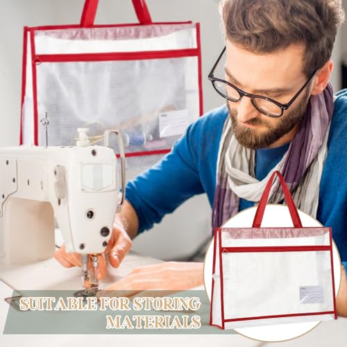 Image of Bulyoou 3 Pcs 17.7x13 Inch Project Bag for Quilting Sewing Craft Storage for Quilter A3 Clear Mesh Art Bag Artwork Storage Organize for Artwork Charts Teaching Material Multipurpose (Dark Colors)
