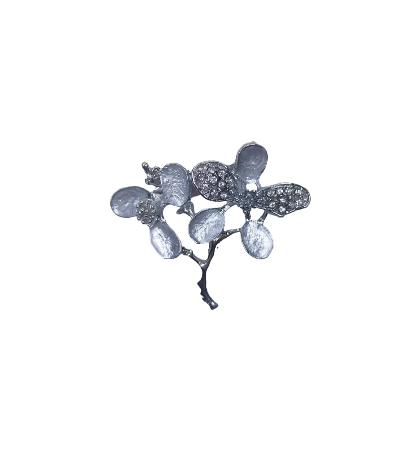 Mens Flower Brooch Pin - Silver Orchid Bloom Brooch Pin.-image-29