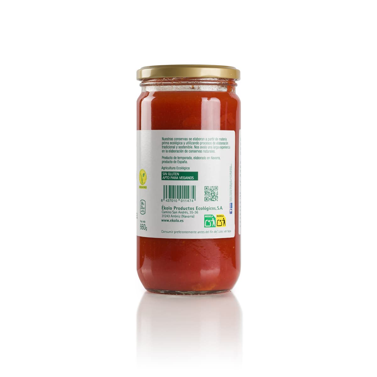 Ekolo Tomate Triturado Ecológico 6 Tarros 660 G 3960 ml