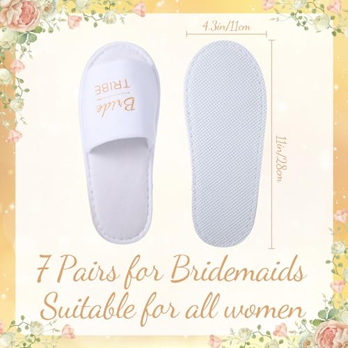 7 Pairs Bridesmaid Slippers for Women, Disposable Slippers Wedding Slippers for Women Bridesmaid Slippers Set Bulk Bridesmaid Gifts for Wedding Day Bridal Party Bachelorette Party Gifts2