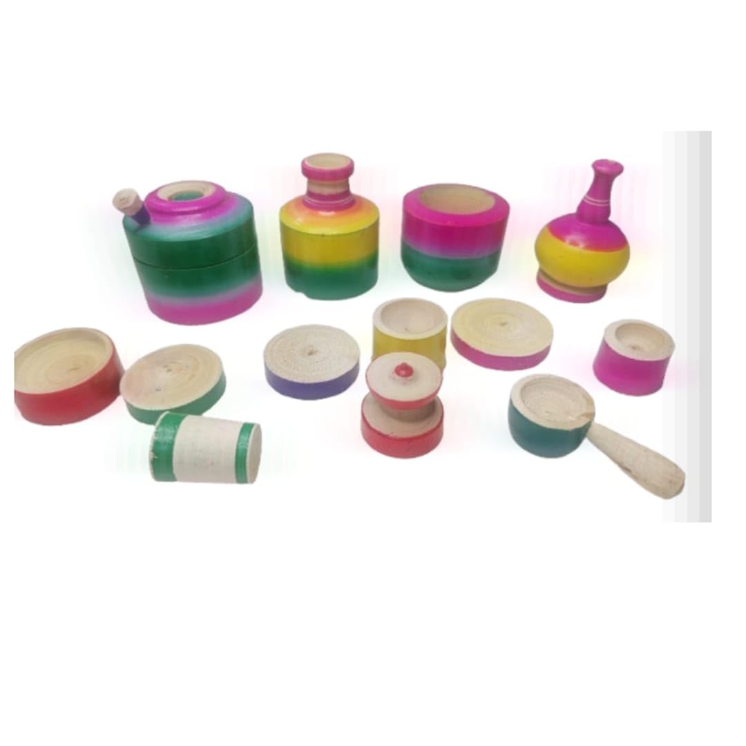 Mamu Shop Traditional Wooden Kitchen Set Toys for Kids, Multicolour Cooking Play Set, Educational Role Play Toys - Image 4 thumbnail