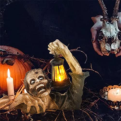 Elinrat Zombie Statua Lanterna Halloween,Statue da...
