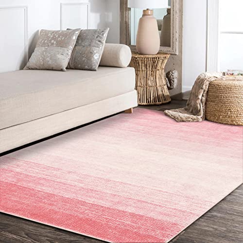 Wonnitar Modern Ombre Washable Rug,5X7 Light Pink Rugs For Living Room,Abstract Non-Slip Pink Area Rugs For Bedroom Girls,Non-Shedding Soft Large Throw Carpet For Bathroom Office Bedside #TOP3
