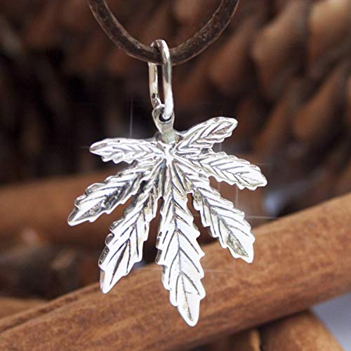 925 Sterling Silver Marijuana Pot Leaf Necklace Weed Cannabis Plant Herb Ganja Pendant Choker Charm Rasta Hippie Hip Hop Jewelry Cute Gifts for Men Women/Handmade2