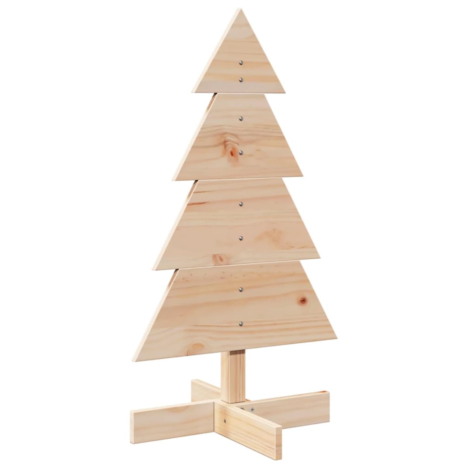Albero di Natale in Legno Massello di Pino, 80cm, Decorazione Natalizia Rustica Fai da Te, Base Larga e Stabile, per Casa e Ufficio