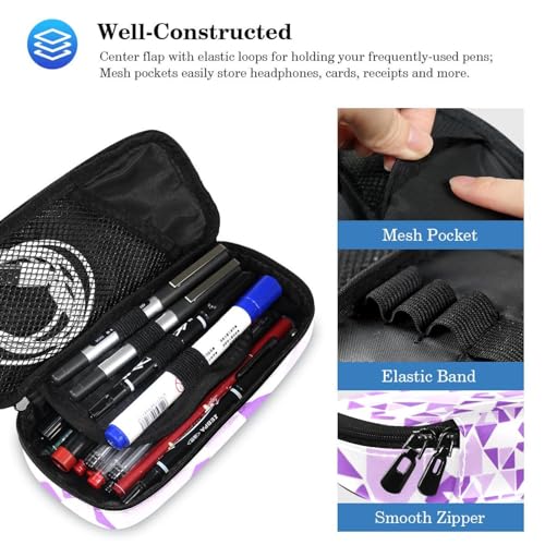 Cartable violet géométrique avec sa trousse assortie au style multicolore - 5
