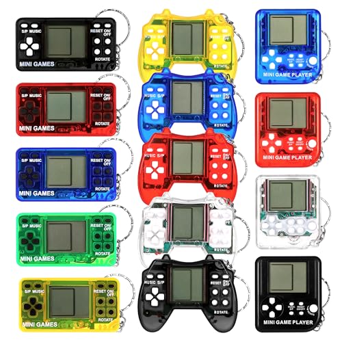 Starvortex 14Stk Mini Spiele Schlüsselanhänger Kinder Tetris-Spiel Mitgebsel Kindergeburtstag Kindergeburtstag Gastgeschenk Kleine Geschenke für Kinder Tombola Preise Party Mitgebsel
