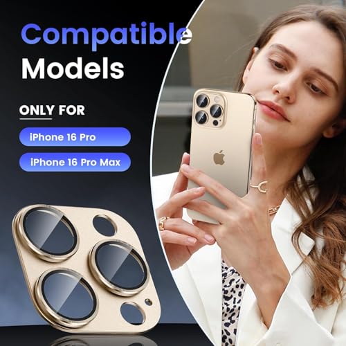 Image of TITANIUM Camera Lens Protector For IPHONE 16 PRO / 16 PRO MAX ( DESERT ) UHD 9H Glass, Anti Drop, Scratch Resistant, Case Friendly, Removable, Waterproof, Heavy Duty Camera Protector, ( BUY 2 GET 1 FREE )
