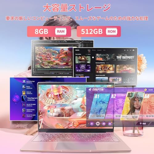 undefined SERYUB ノートパソコン【MS Office 2019】【Win 11Pro】14インチ1920*1080 IPS パソコンノート 高速CPU Celeron J4125 最大2.7Ghz/メモリ:DDR4 8GB/SSD:512GB ノートPC日本語キーボードフィルム付き/USB 3.0*2/薄型軽量 ラップトップ laptop仕事用・学習用 (高速SSD:512G, ローズゴールド) の商品画像 4