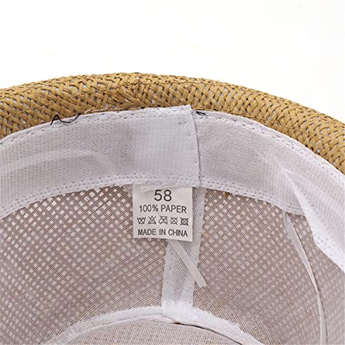 Gift_Source Mens Women's Straw Panama Hat Fedora Hat Trilby Hat Jazz Hat Uv Protection Summer Beach Hat With Fringe Edges Travel Straw Sun Cap, Khaki #TOP3
