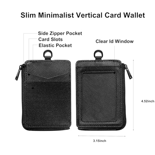 Image of FORZEN Slim Minimalist Vertical Card Holder Wallet, Pocket Credit Card Holder, Elastic Card Holder Wallets for Men & Women (Black 0)