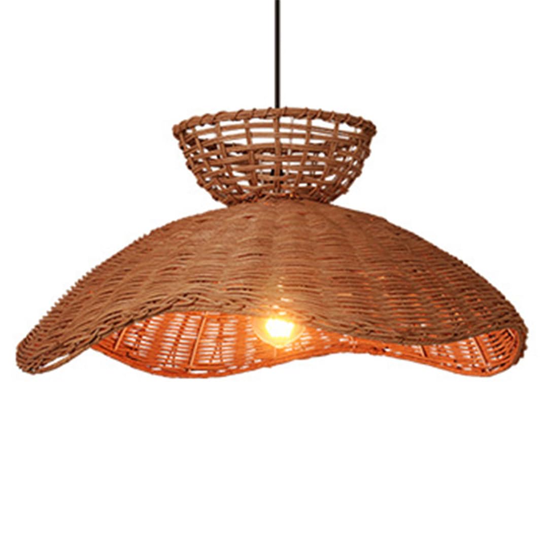 TCHAUSGZOZ Antique Rattan Pendant Light - 20.8" Coastal Wicker Lamp Shade for Dining Room, Farmhouse, and Foyer