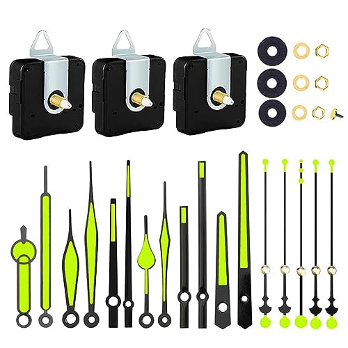Generchin 3 Piezas de Mecanismo de Movimiento de Reloj de Cuarzo con 6 Tipos de Manecillas de Reloj Luminosas, Accesorios de Reloj para ReparacióN de Relojes