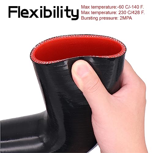 Image of 90 Degree ID 2.75inch(70mm) Elbow Coupler Silicone Hose 4-Ply with 2PCS Stainless Steel T-Bolt Clamp
