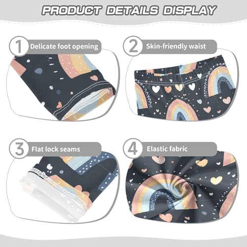 Dots Boho Rainbow Hearts Girls Leggings Kids Yoga Pants Dance Active Tights 4T3