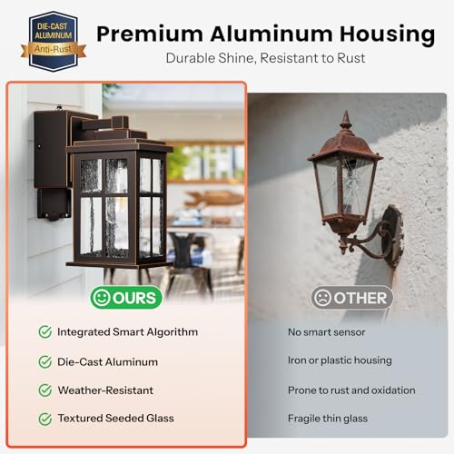 Image of Gleamz Outdoor Porch Light with GFCI Outlet, Anti-Rust Outdoor Wall Sconce | ORB Gold Trim, Weatherproof, Farmhouse Exterior Lighting Fixtures Wall Mount for Garage, Outside Lights for House with Outlet