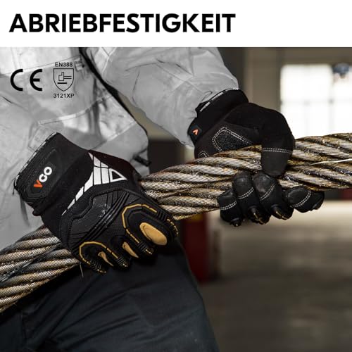 Foto von Vgo... 3 Paare hohe Mechnische Arbeitshandschuhe, für große Belastungsarbeit, Vibration-Schutz-Handschuhe, Heavy Duty (SL8849)
