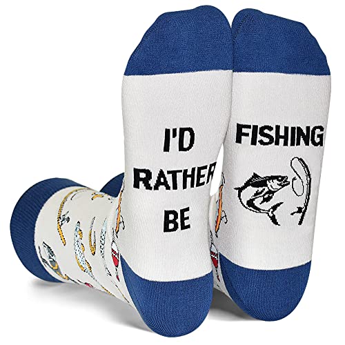 Funny Socks Gift for Men, I'd Rather Be Hiking Golfing Fishing Camping Skiing Gaming Novelty Socks
