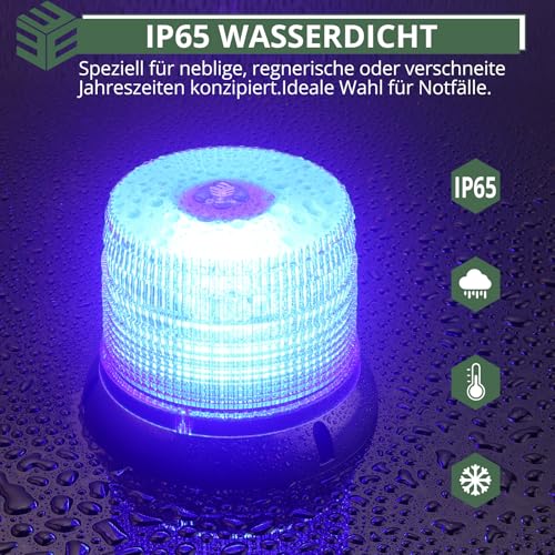 Eypins Rundumleuchte Akku mit Fernbedienung für 12V und 24V Fahrzeuge
