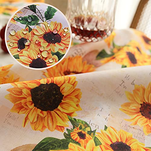 Sunflower-TableclothOrange-Floral-Table-Cloth-for-Square-TablesWaterproof-Resistant-Durable-Flower-Table-Cover-for-Kitchen-Dining-Room-54-X-54-INCH