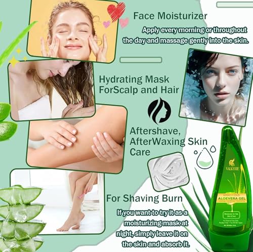Image of VALKYRIE Aloe Vera Gel for Face & Body Made within 12 Hours of Harvest, 98% Pure Aloe Vera Gel for Skin,Scalp,& Hair, Soothing Aloe Face Moisturizer | Multipurpose Gel (120gm)